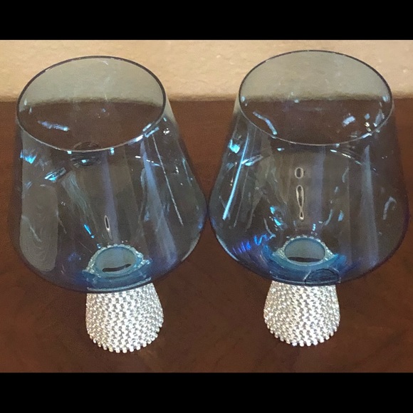 Blue Rhinestone Stemless Wine Glasses 2 NWT - Picture 5 of 5